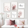 Elegant Peony Blossom Leaves Abstract Floral Photograph Scandinavian 6 Piece Set Canvas Print for Room Wall Art Decoration