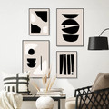 Half Scansion Maculas Circles Geometric Abstract 4 Multi Panel Scandinavian Painting Set Photograph Canvas Print for Room Wall Finery