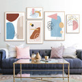 Chromatic Blob Triangle Modern 5 Multi Panel Abstract Painting Set Photograph Geometrical Canvas Print for Room Wall Garnish