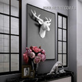 White Deer Head Animal 3d Modern Resin Sculpture Art For Contemporary Decor