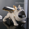 Servant Bulldog Animal Figurine Modern Resin Art Statue For Interior Decoration