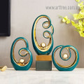 Circular Statue Abstract 3 Piece Handmade Modern Ceramic & Enamel Sculptures For Sale For Office Decor