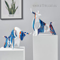 Colorful Bulls Statue Abstract Animal Figurine 2 Piece Handmade Nordic Style Resin Sculpture Art For Interior Decoration