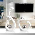 Swirl Leaves Statue 2 Piece Handmade Ceramic & Enamel Abstract Modern Sculpture For Kitchen Decor