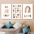 Oh Baby-Spots Abstract Scandinavian 3 Multi Panel Artwork-Set Photograph Nursery Typography-Stretched Print On Canvas for Room Wall Adornment