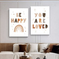 You Are Loved Dots Abstract 2 Multi Panel Scandinavian Painting Set Photograph Quotes Nursery Stretched Canvas Print for Room Wall Getup