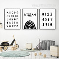 A To Z Alphabets Minimalist Abstract Nursery 3 Multi Panel Typography Artwork Set Stretched Photograph Canvas Print For Room Wall Arrangement