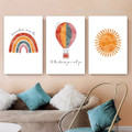 Somewhere Over The Rainbow Sun Nursery Typography Naturescape Photograph Minimalist 3 Piece Set Stretched Canvas Print Art for Room Outfit