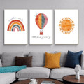 Somewhere Over The Rainbow Nursery Typography Photograph Minimalist 3 Piece Set naturwescape Stretched Canvas Print Painting for Room Ornamentation