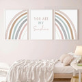 You Are My Sunshine Nursery Quotes Photograph Stretched Scandinavian 3 Piece Set Canvas Print for Room Wall Art Disposition