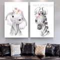 Calf And Foal Animal Watercolor 2 Panel Set Nursery Stretched Painting Photograph Canvas Print Home Wall Decoration