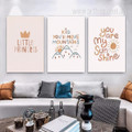 Little Princess Mountain Nature Photograph Nursery Typography 3 Piece Set Stretched Canvas Print for Room Wall Art Garnish