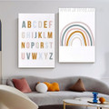 A To Z Alphabets Minimalist Photograph Typography Nursery 2 Piece Set Stretched Canvas Print for Room Wall Art Assortment