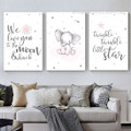 Twinkle Twinkle Little Star Nursery Stretched Minimalist Photograph Quotes 3 Piece Set Canvas Print for Room Wall Art Onlay