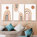 Rainbow Contour Orb Lines Nursery Geometrical Photograph Nature 3 Piece Set Stretched Canvas Print for Room Wall Artwork Garniture