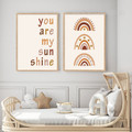 You Are My Sun Shine Nursery Nature 2 Piece Photograph Typography Artwork Set Stretched Canvas Print for Room Wall Adornment