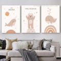 Little Dreamer Whale Nature Typography 3 Multi Panel Artwork Set Photograph Stretched Nursery Canvas Print for Room Embellishment