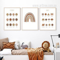 Varied Geometric Shapes Star Typography Nursery 3 Multi Panel Stretched Painting Set Photograph Canvas Print for Room Wall Finery
