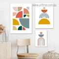 Geometric Shapes 03 Abstract Modern Handmade Painting Photo Framed Stretched 3 Piece Wall Decor Set Canvas Print for Room Adornment