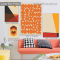 Chromatic Hexagon Trigons Triangles Abstract Rolled 4 Multi Panel Painting Set Photograph Modern Minimalist Canvas Print for Room Wall Arrangement