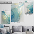 Turquoise Specks Marble Spots Modern Rolled Pattern 3 Piece Set Painting Picture Abstract Canvas Print for Room Wall Molding