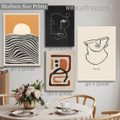 Bold Strias Waves Spots Abstract Scandinavian Photograph On Canvas 4 Multi Panel Geometrical Rolled Stretched Painting Set Print for Room Wall Garniture