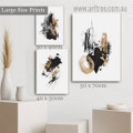 Brush Effect Flaws Abstract Modern Canvas 3 Multi Panel Stretched Buy Minimalist Art Set Picture Print for Room Wall Onlay