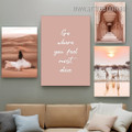 Go Where You Feel Desert Modern Quotes Photograph 4 Piece Set Landscape Stretched Rolled Canvas Australian Painting Prints for Room Wall Ornamentation