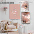 Go Where You Feel Most Alive Boho Style Floral Photograph 3 Piece Set Quotes Rolled Stretched Canvas Print Artwork for Room Wall Finery