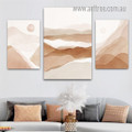 Brown Mount Mackle Scandi Photograph Landscape 3 Piece Wall Set Canvas Print Stretched Artwork for Room Arrangement