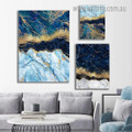 Gold Stria Splodge Marble Modern Style Photograph 3 Piece Set Abstract Rolled Stretched Canvas Print Artwork for Room Wall Finery
