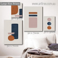 Colorific Orb Splashes Rectangles Abstract Geometric Photograph Scandi Rolled Stretched 4 Piece Set Canvas Print Art for Room Wall Adornment