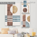 Rectangular Smudge Scansion Circles Geometrical Contemporary 3 Multi Panel Abstract Rolled Artwork Set Photograph Print on Canvas for Room Wall Moulding