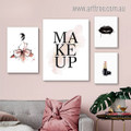 Fashionable Feme Back Figure Lipstick Minimalist Cheap 4 Multi Panel Abstract Wall Stretched Modern Art Photograph Canvas Print for Room Embellishment