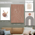 Nude Feme Stria Pattern Circles Geometric Photograph Scandinavian 4 Piece Set Rolled Abstract Canvas Print for Room Cheap Wall Art Outfit