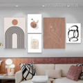 Matron Alignment Design Lines Abstract Photograph Scandi Figure 5 Piece Set Stretched Canvas Print for Room Wall Art Garnish