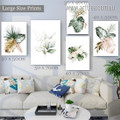 Blossom Monstera Leafage Flowers Minimalist Botanical Photograph Stretched Watercolor 5 Piece Set Canvas Print for Room Wall Art Adornment