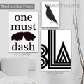 One Must Dash Typography Minimalist Rolled Photograph Modern 3 Piece Set Stretched Canvas Print for Living Room Wall Art Drape