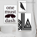 One Must Dash Minimalist Typography Photograph 3 Piece Set Stretched Modern Canvas Print for Room Wall Artwork Décor