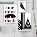 One Must Dash Modern Typography 3 Multi Panel Painting Set Minimalist Photograph Stretched Canvas Print for Home Wall Finery