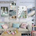 The Beverly Hills Hotel Seaside Landscape Contemporary Photograph 5 Piece Set Stretched Large Canvas Prints for Room Wall Artwork Garniture