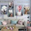 Fashionable Matron Blossoms Floral Modern 5 Piece Photograph Figure Artwork Set Stretched Canvas Print for Room Wall Getup