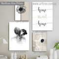 Home Sweet Home Circle Quotes Modern Style 4 Multi Panel Set Photograph Abstract Stretched Rolled Print on Canvas Artwork Online for Room Wall Trimming