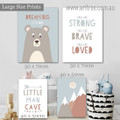 Little Man Cave Mountains Quotes 4 Multi Panel Nursery Painting Set Photograph Stretched Animal Canvas Print for Room Ornament