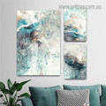 Turquoise Marble Flaw Contemporary Photograph Abstract 3 Piece Set Stretched Rolled Canvas Print Art for Room Outfit
