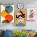 Floret Lass Portrait Floral Figure 3 Multi Panel Buy Modern Stretched Painting Set Photograph Print on Canvas for Wall Hanging Equipment