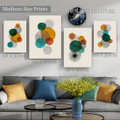 Roundly Dots Alignment Geometrical Modern Style 4 Multi Panel Set Photograph Abstract Stretched Rolled Print on Canvas Artwork Online for Room Wall Trimming