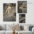 Black Flecks Marble Spots Stretched Modern Photograph Abstract 3 Piece Set Canvas Print for Room Buy Wall Art Equipment