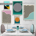 Tortuous Bold Strokes Circles Modern Geometrical 5 Multi Panel Painting Set Photograph Abstract Rolled Prints on Canvas for Wall Hanging Illumination