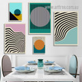 Tortuous Bold Strokes Lines Abstract Stretched Modern Photograph Geometrical Art Prints 5 Piece Set Canvas for Room Onlay